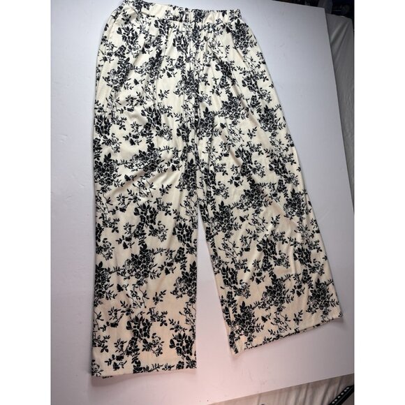 CIDER Pants Womens XL Wide Leg High Rise Elastic Waist Pattern Floral Spring - Picture 1 of 5
